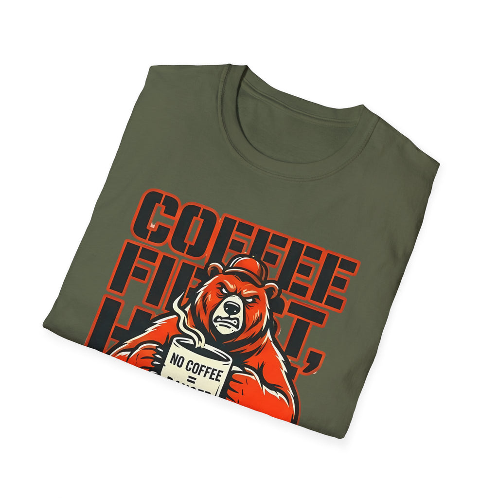 Coffee First Hike Later Funny Bear T-Shirt