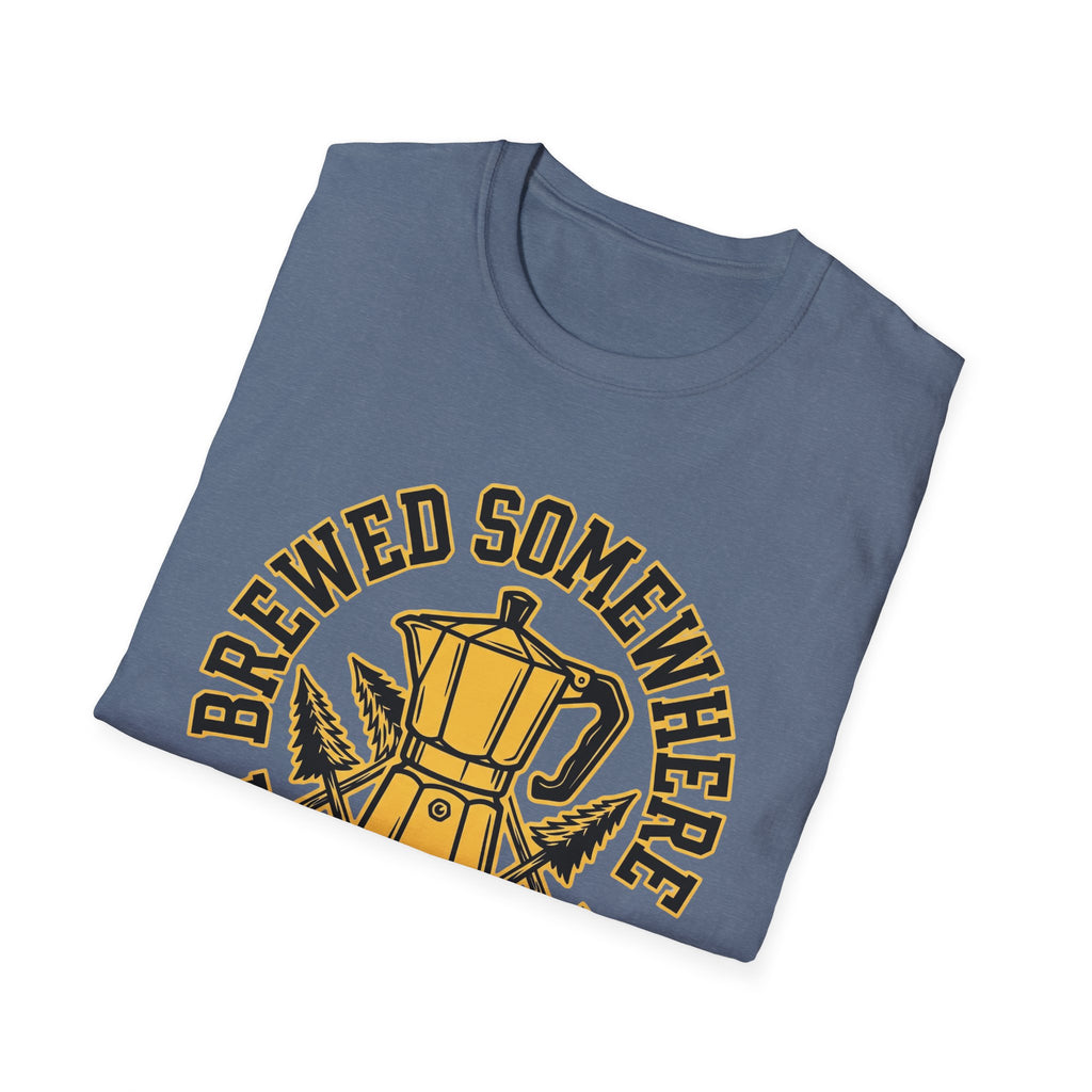 Brewed Somewhere Beautiful Coffee Pot & Tree T-Shirt