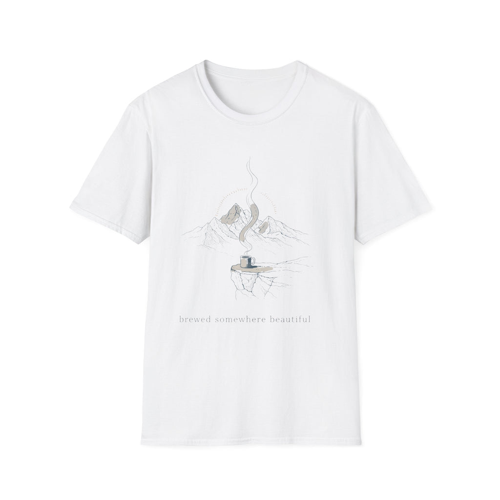 Brewed Somewhere Beautiful Mountains T-Shirt