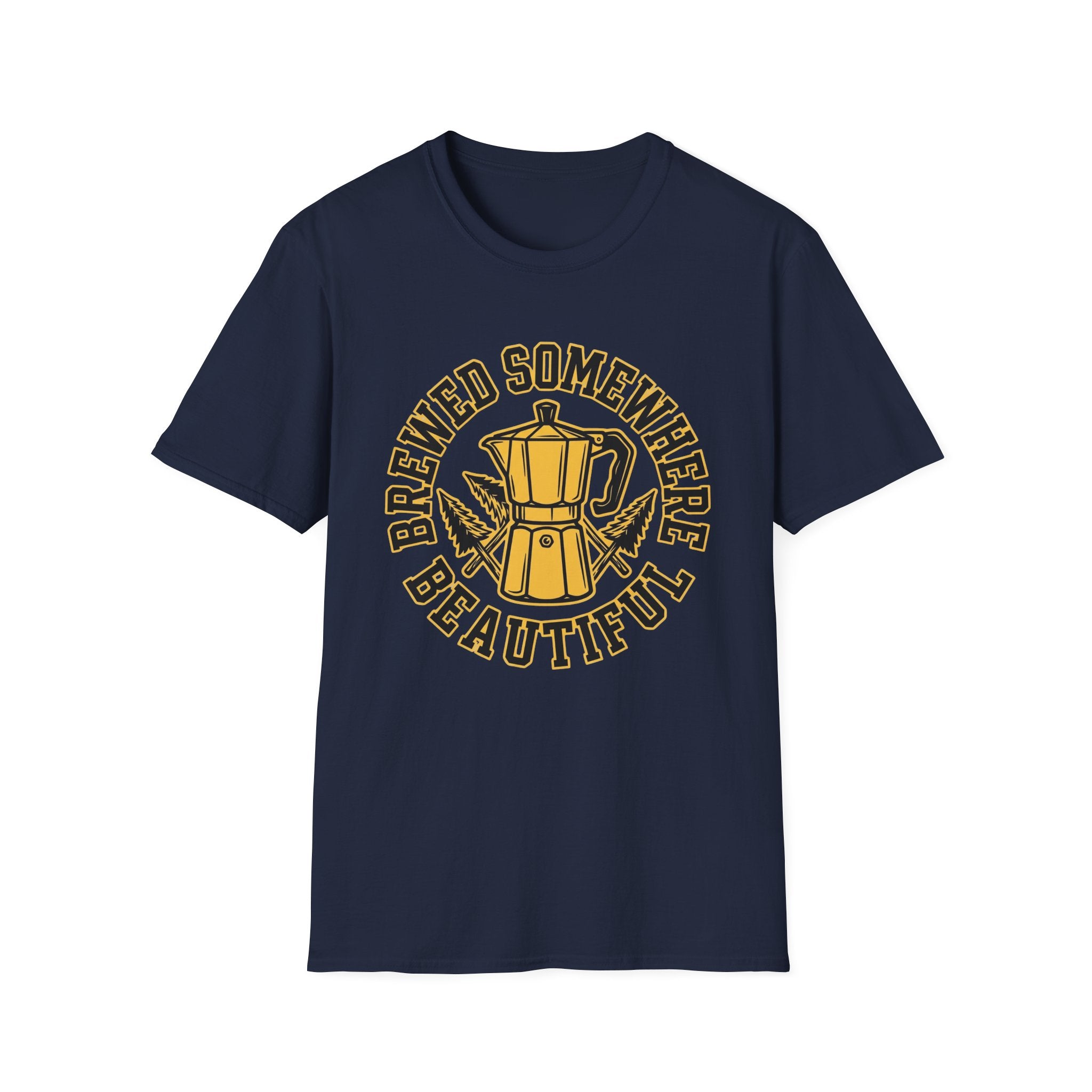 Brewed Somewhere Beautiful Coffee Pot & Tree T-Shirt