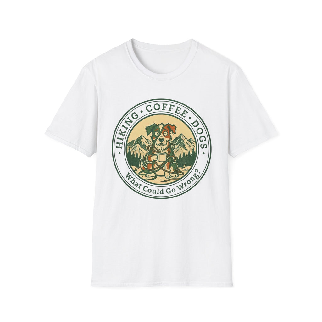 Hiking . Coffee . Dogs . What Could Go Wrong Funny T-Shirt