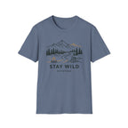 Stay Wild Mountain Campfire Minimalist Line Art T-shirt