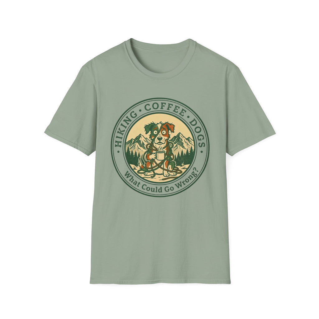 Hiking . Coffee . Dogs . What Could Go Wrong Funny T-Shirt