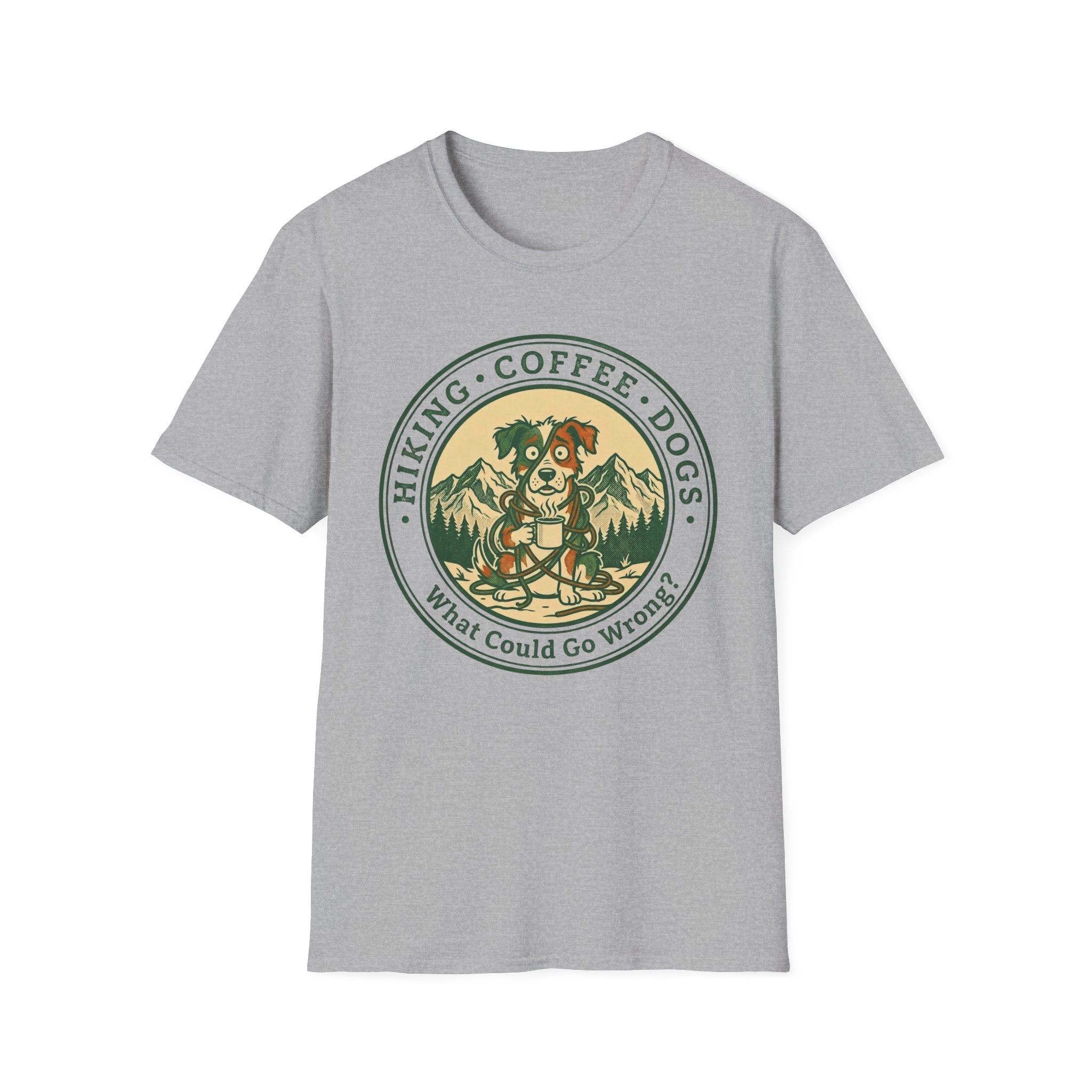 Hiking . Coffee . Dogs . What Could Go Wrong Funny T-Shirt
