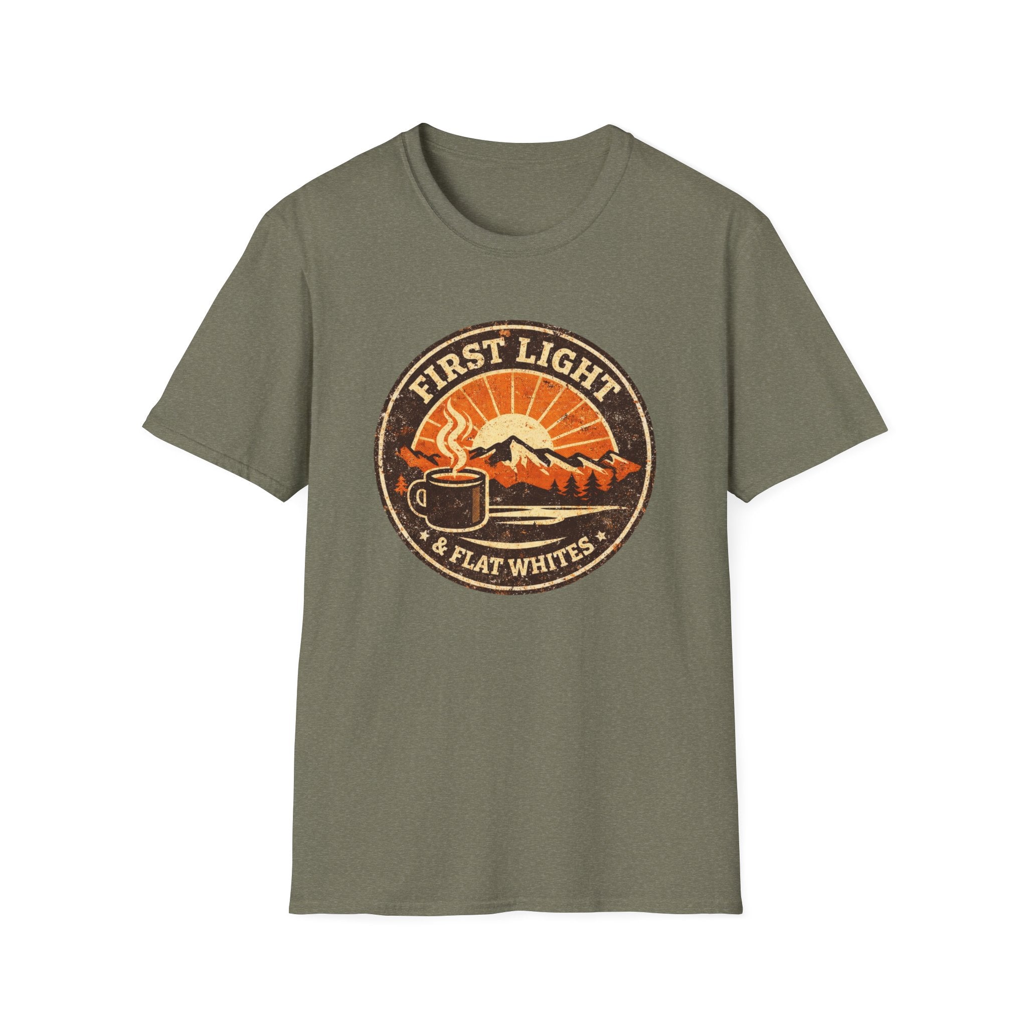 First Light & Flat Whites Distressed T-Shirt