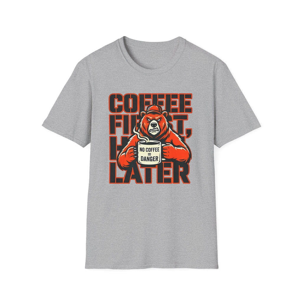 Coffee First Hike Later Funny Bear T-Shirt