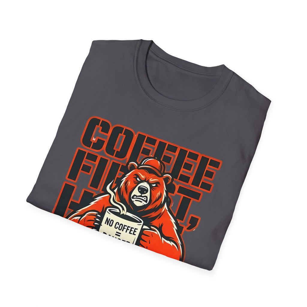 Coffee First Hike Later Funny Bear T-Shirt