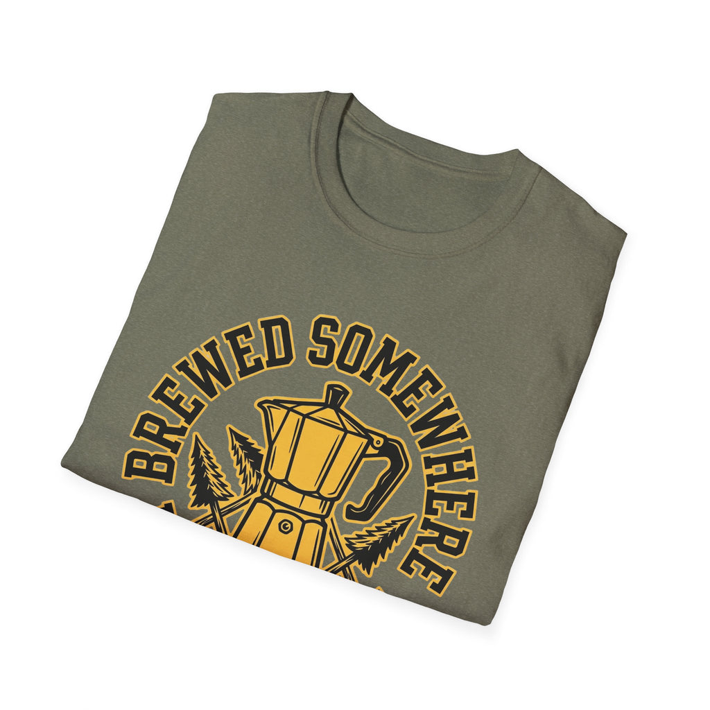 Brewed Somewhere Beautiful Coffee Pot & Tree T-Shirt