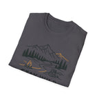 Stay Wild Mountain Campfire Minimalist Line Art T-shirt