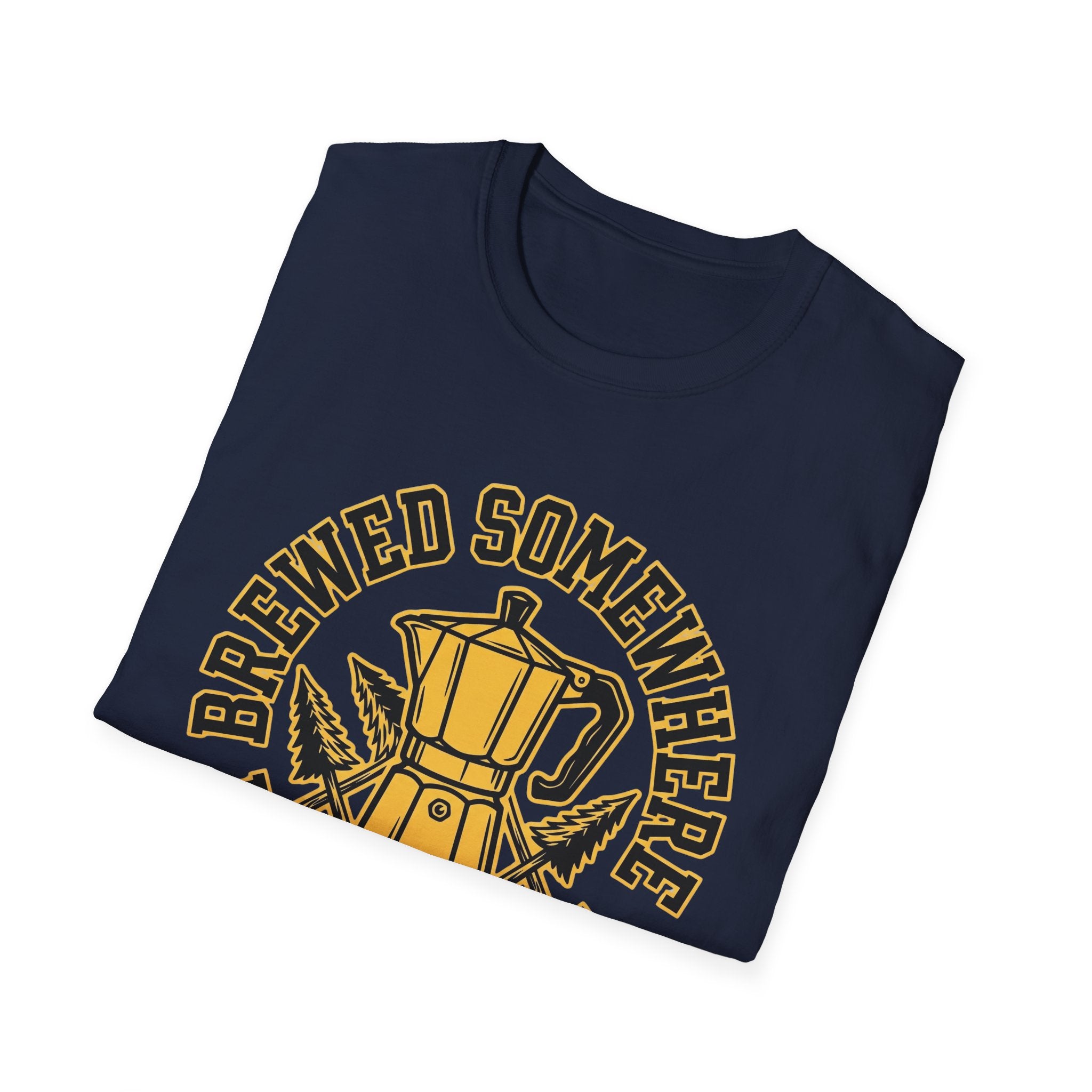 Brewed Somewhere Beautiful Coffee Pot & Tree T-Shirt