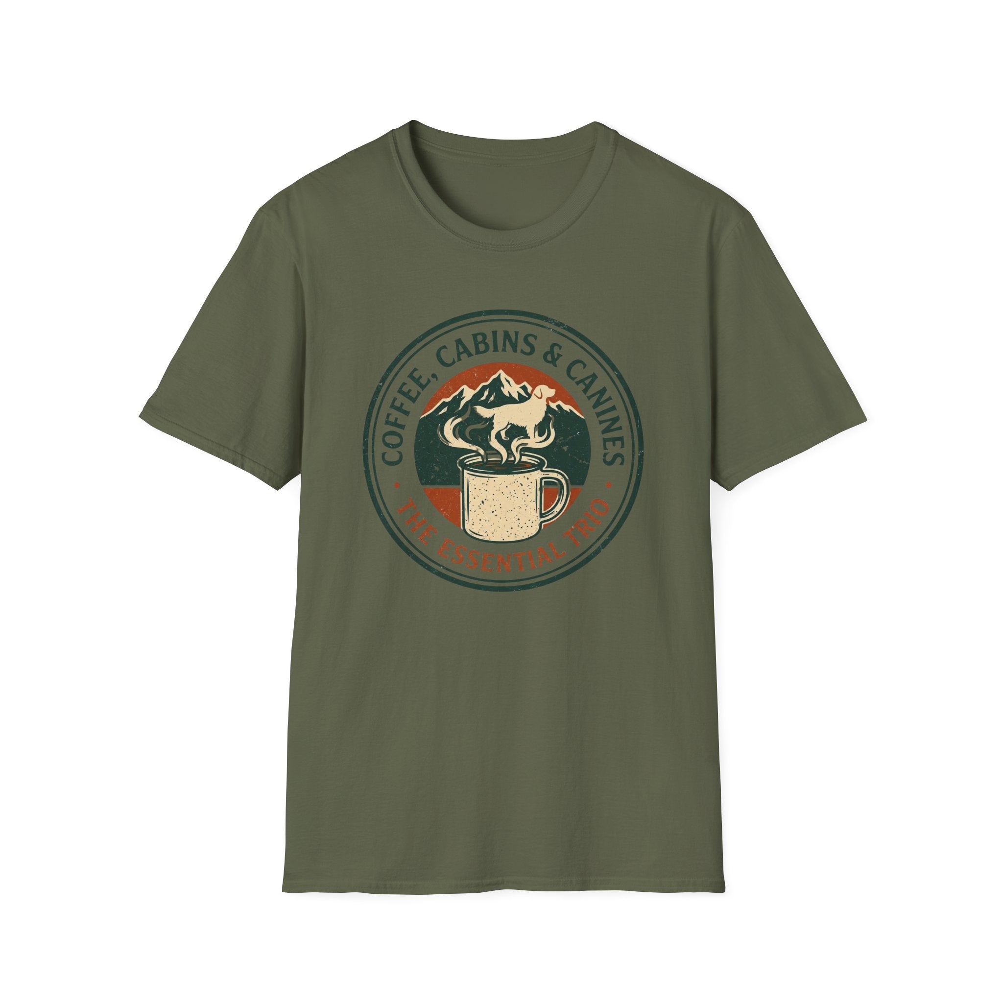 Coffee, Cabins & Canines - The Essential Trio T-Shirt