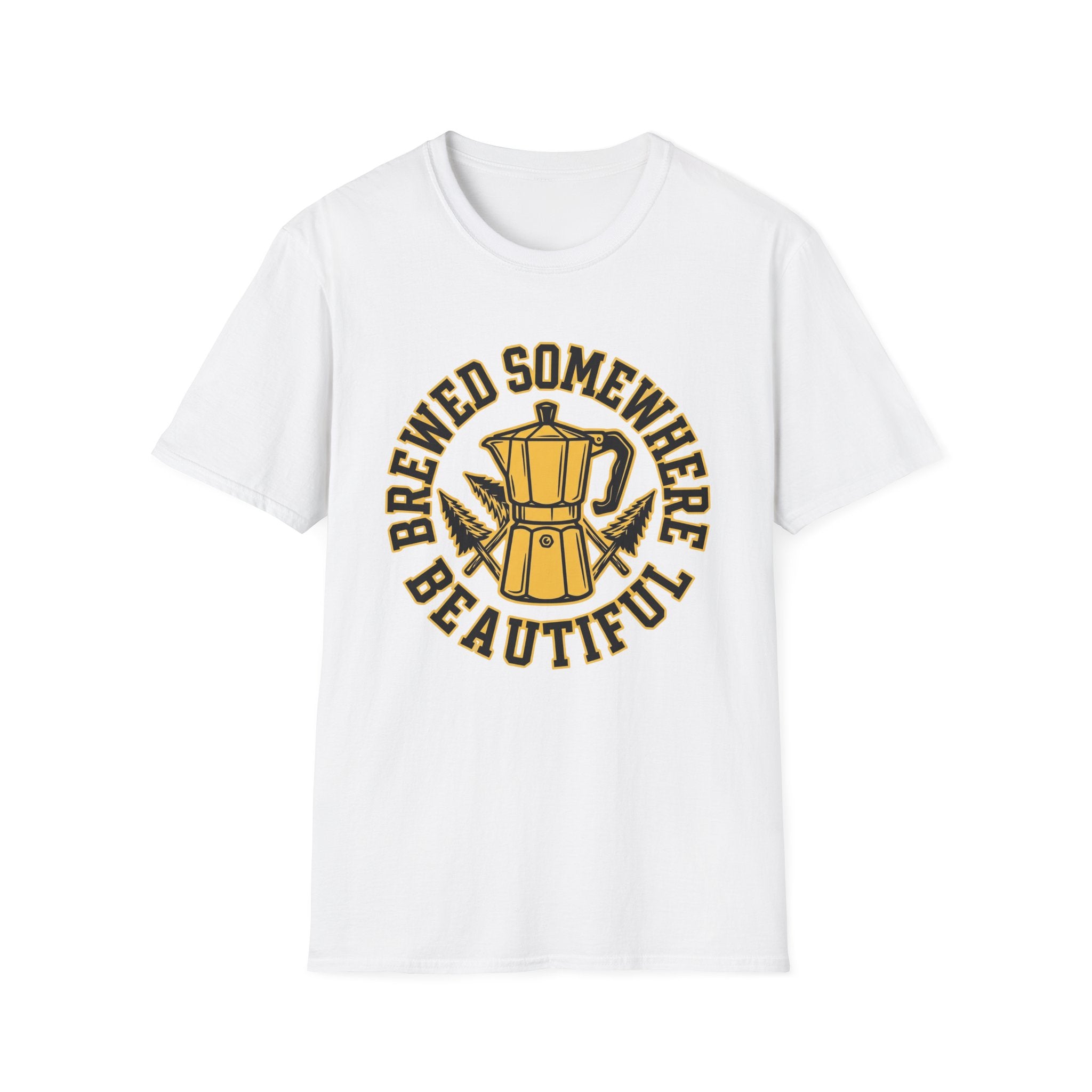 Brewed Somewhere Beautiful Coffee Pot & Tree T-Shirt
