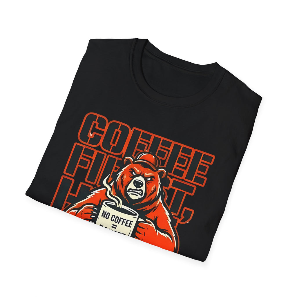 Coffee First Hike Later Funny Bear T-Shirt