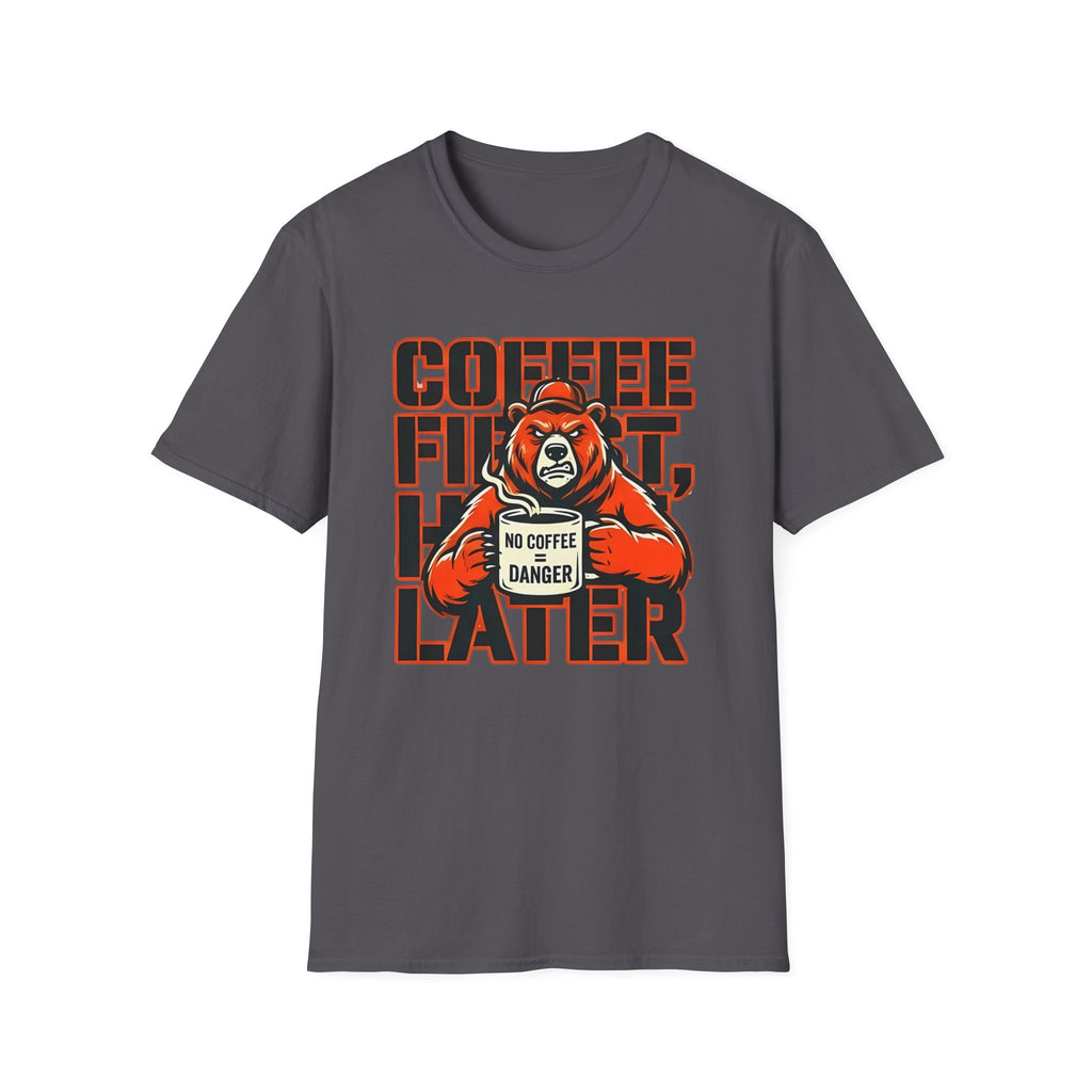 Coffee First Hike Later Funny Bear T-Shirt