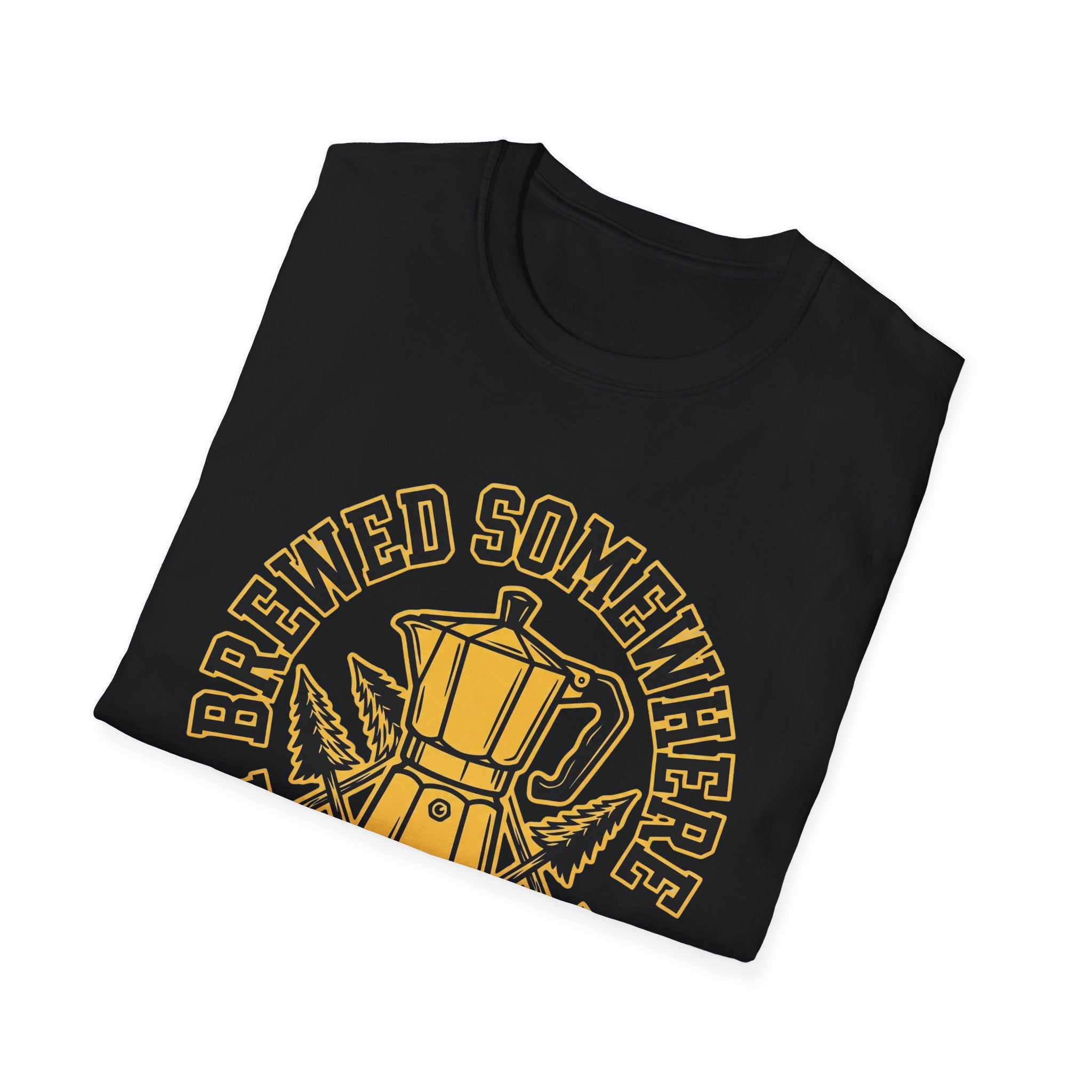 Brewed Somewhere Beautiful Coffee Pot & Tree T-Shirt