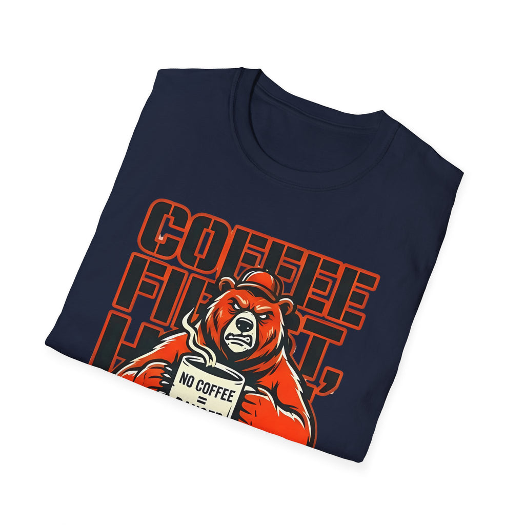 Coffee First Hike Later Funny Bear T-Shirt