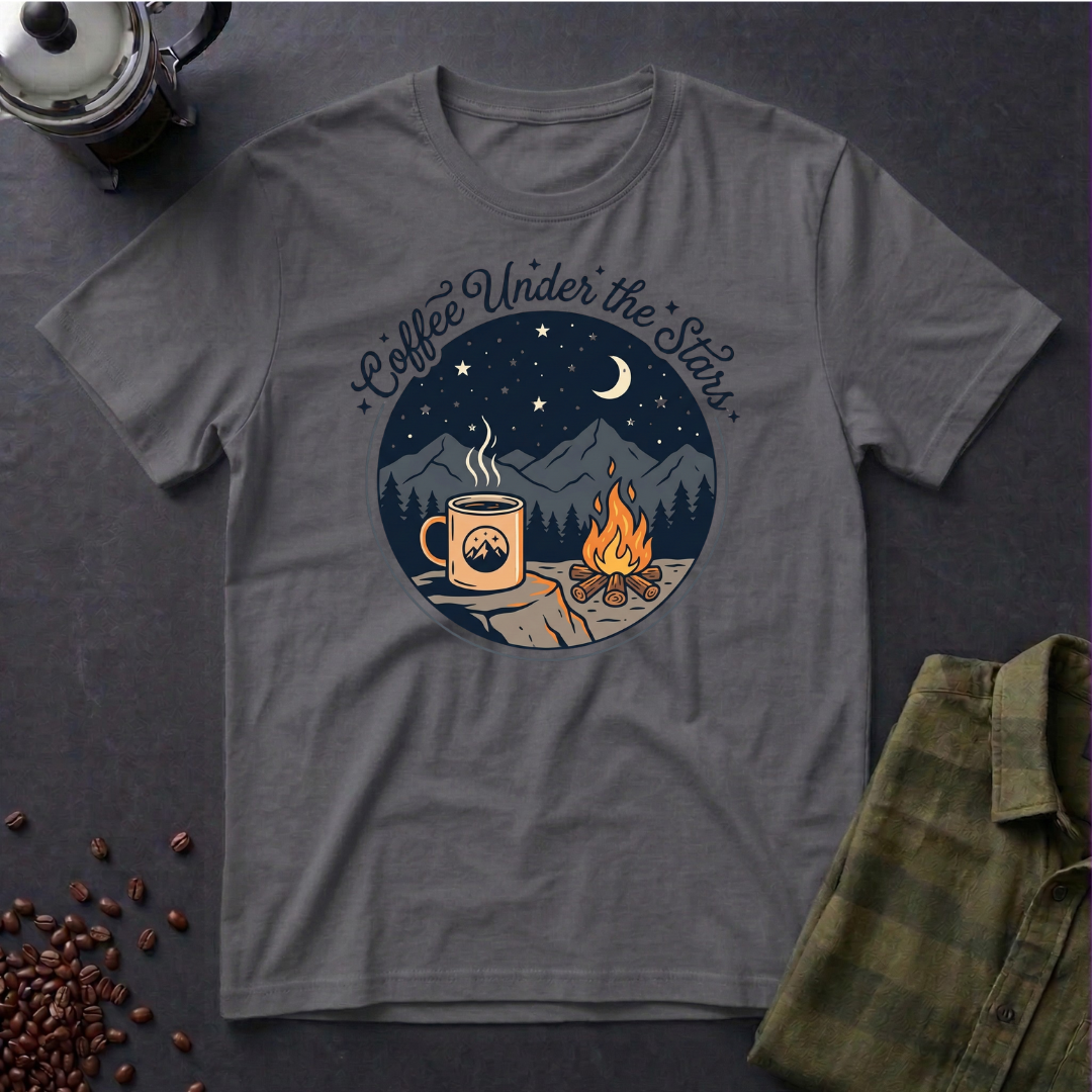 Coffee Under The Stars Cartoon T-Shirt