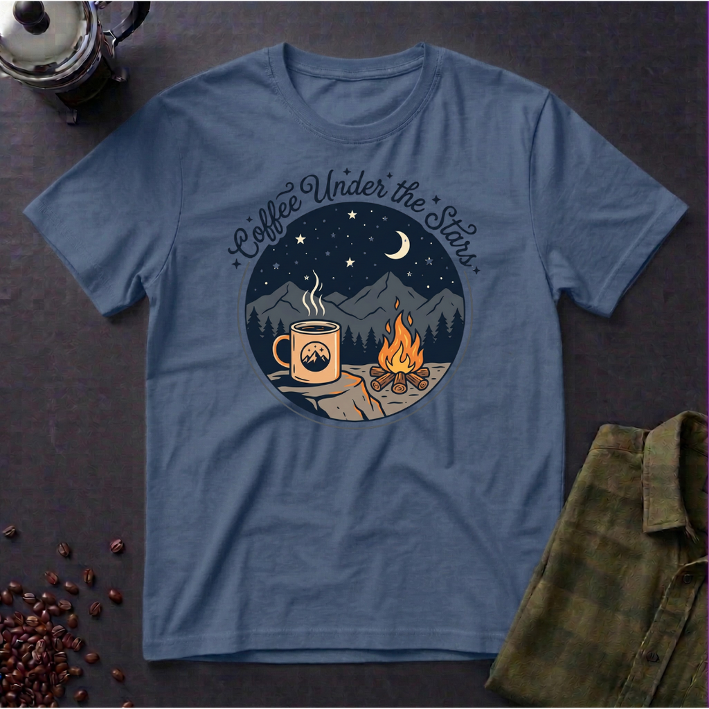 Coffee Under The Stars Cartoon T-Shirt