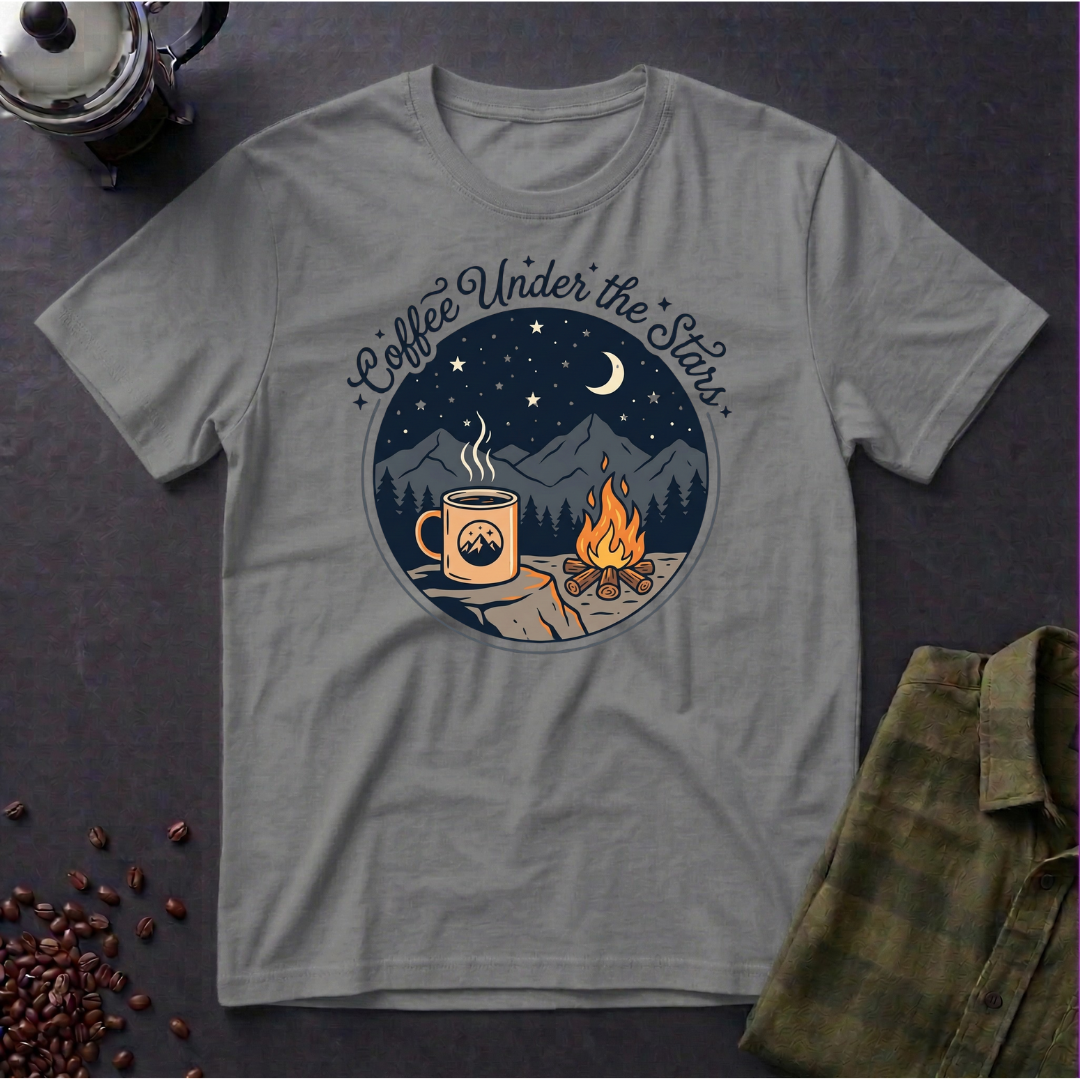 Coffee Under The Stars Cartoon T-Shirt